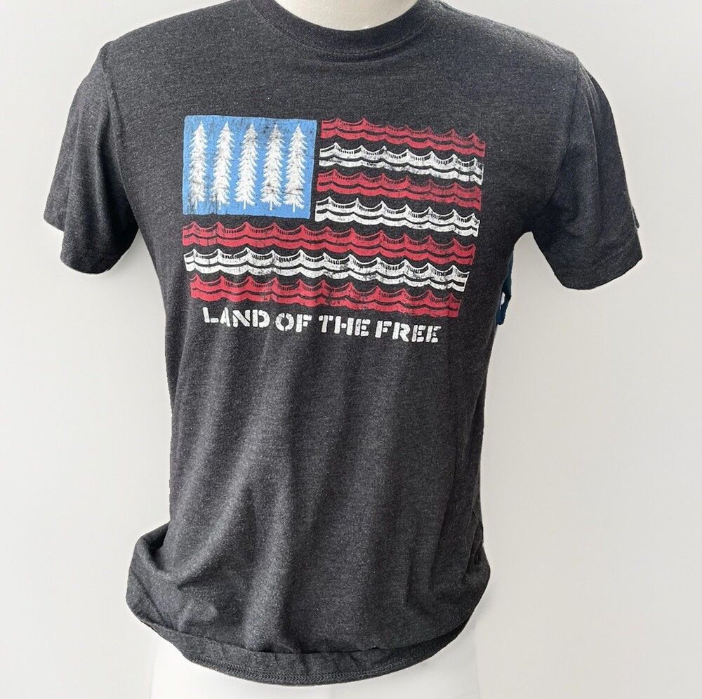 State of Mine Men’s Gray Wilderness America Tee Shirt Size S Land of the Free
